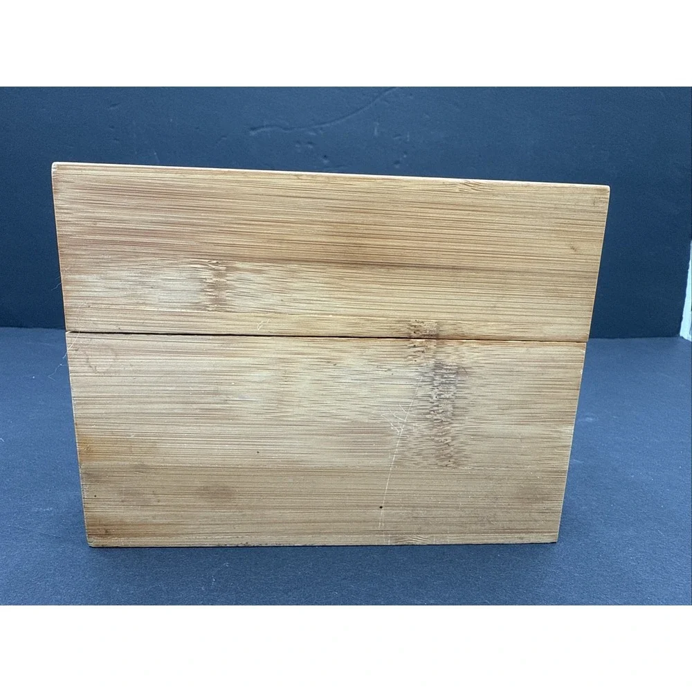 Wooden‎ Recipe Box w/ Hinged Lid 7x5x3 Blank Cards Dividers
